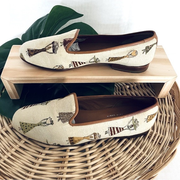 Stubbs & Wootton Palm Beach Linen and leather ladies with baskets loafers 8-1/2 - Picture 3 of 15